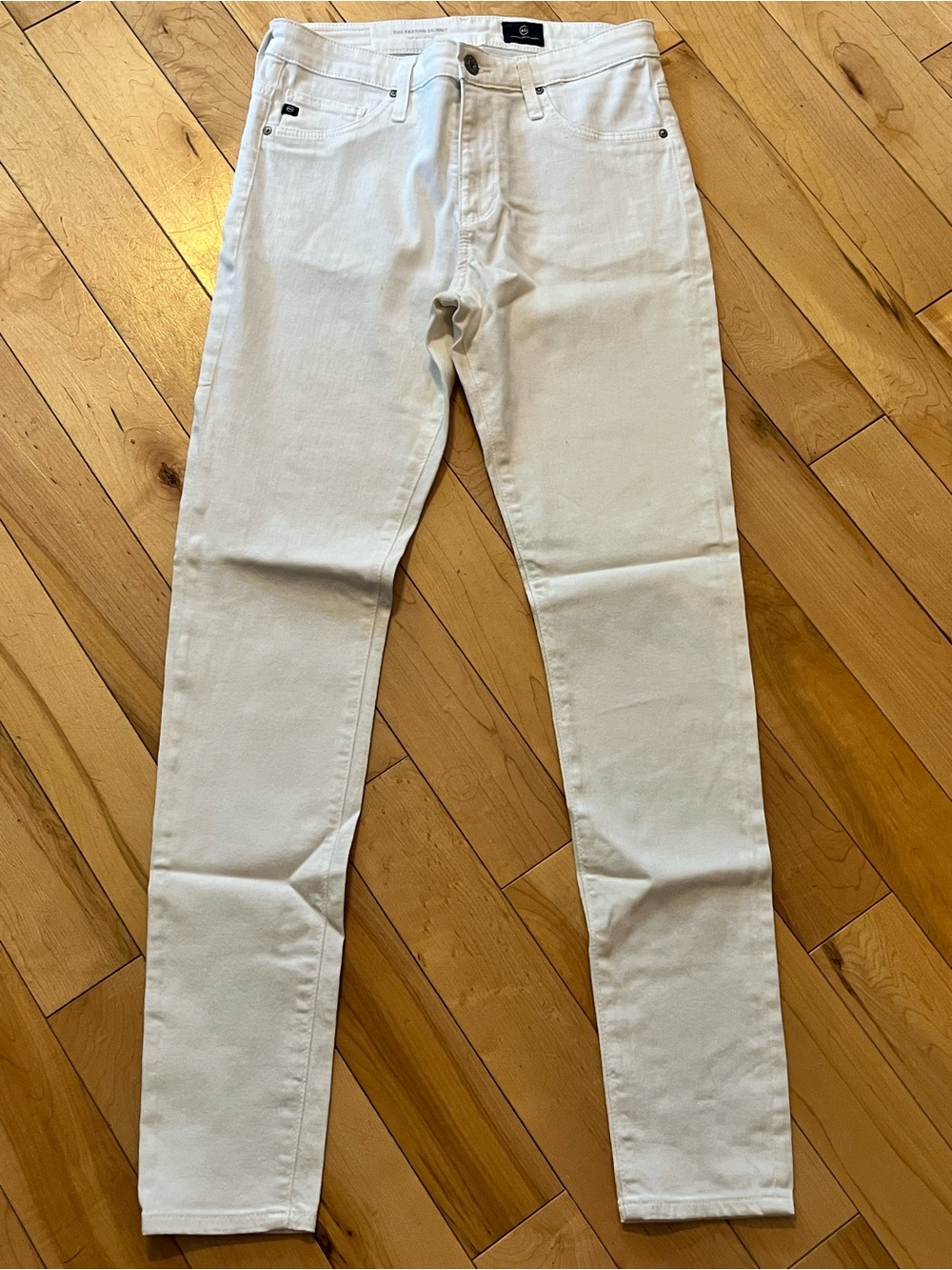 Ag Adriano Goldschmied The Farrah Skinny High Rise White Jeans size 28